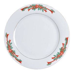 VTG Christmas Dinner Plate. Poinsettia & Ribbons China
